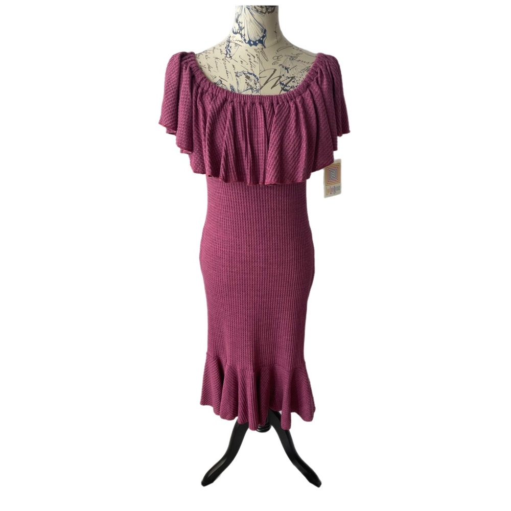 NWT LuLaRoe Rose Color Cici Dress Wear On or Off Shoulder Knee Length